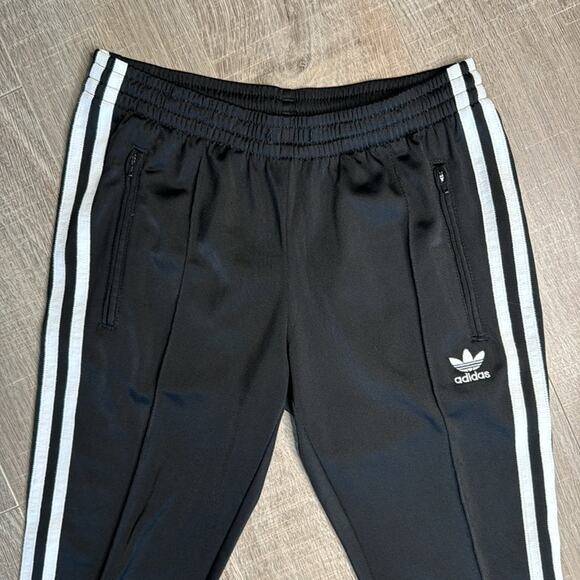 ADIDAS Boys Black White Elastic Waist Athletic Track Pants - Picture 2 of 7